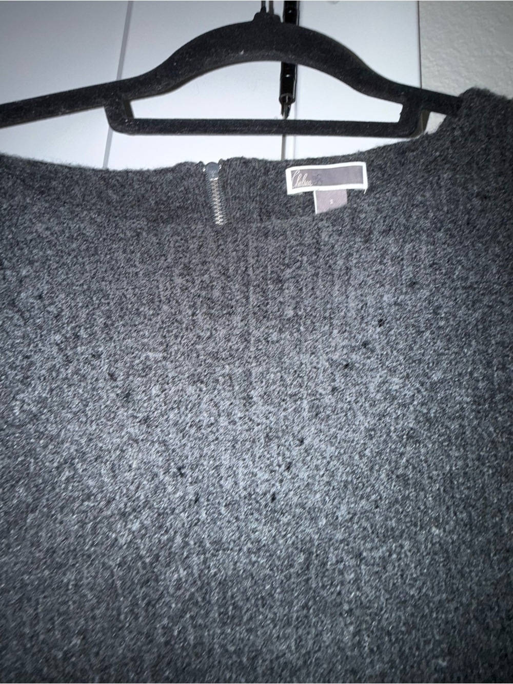 Chelsea28 Black Chunky Knit Zip Back Sweater Wool Blend